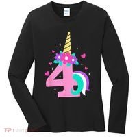4th Birthday Cute Unicorn 4 Years Birthday Women's Long Sleeve Shirt thumb 0