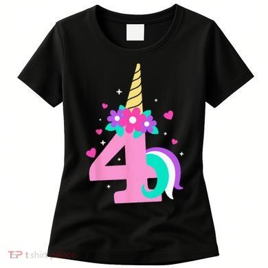 4th Birthday Cute Unicorn 4 Years Birthday Women's T-Shirt