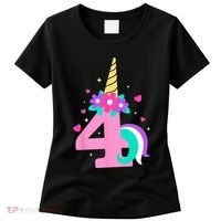 4th Birthday Cute Unicorn 4 Years Birthday Women's T-Shirt thumb 0