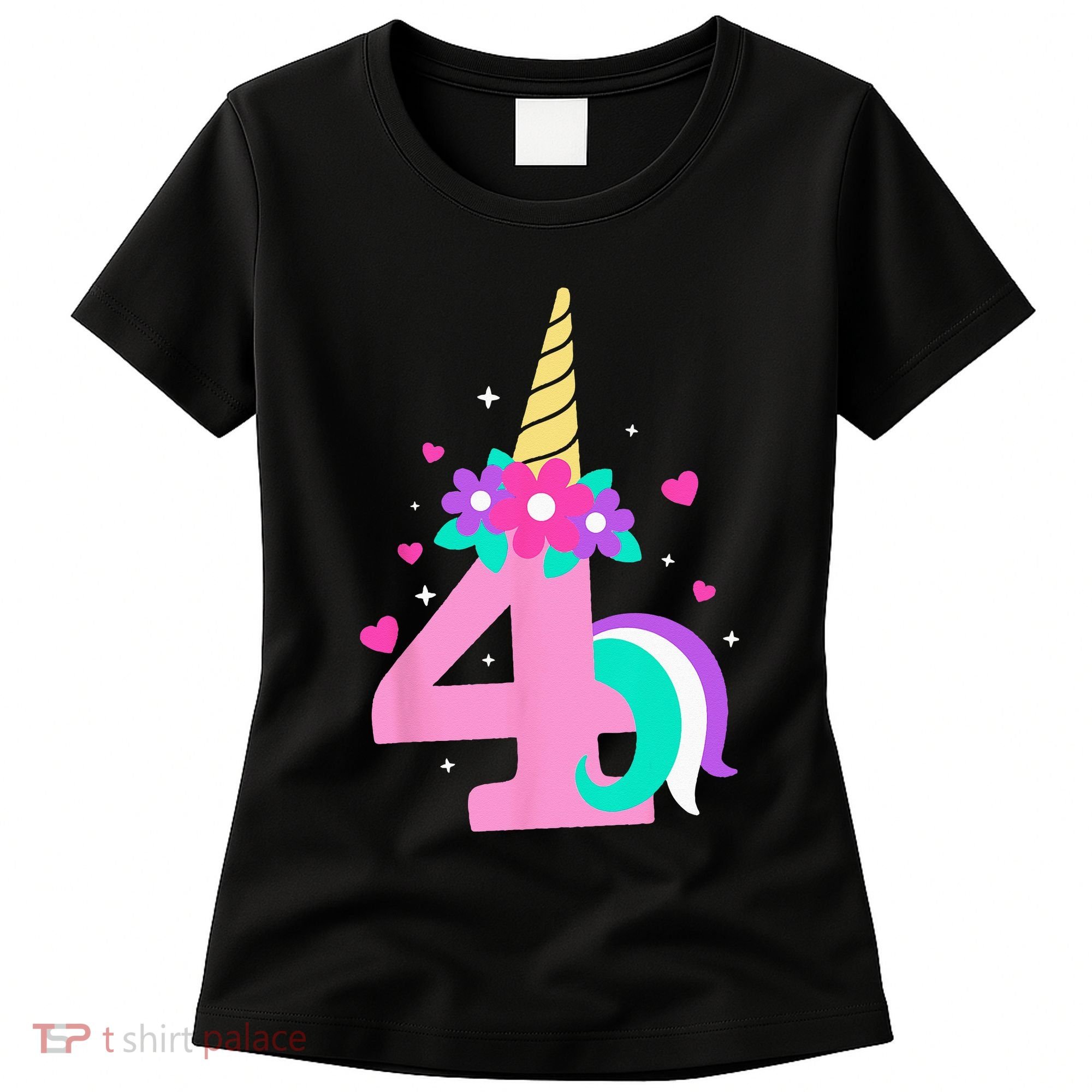 4th Birthday Cute Unicorn 4 Years Birthday Women's T-Shirt
