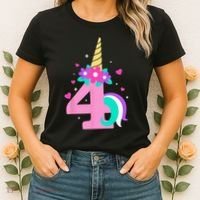 4th Birthday Cute Unicorn 4 Years Birthday Women's T-Shirt thumb 2