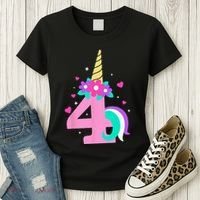 4th Birthday Cute Unicorn 4 Years Birthday Women's T-Shirt thumb 3