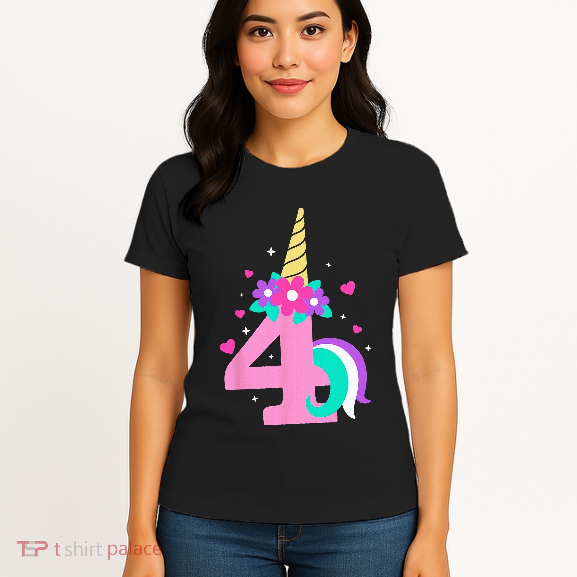 4th Birthday Cute Unicorn 4 Years Birthday Women's T-Shirt