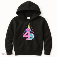 4th Birthday Cute Unicorn 4 Years Birthday Kids Hoodie thumb 0
