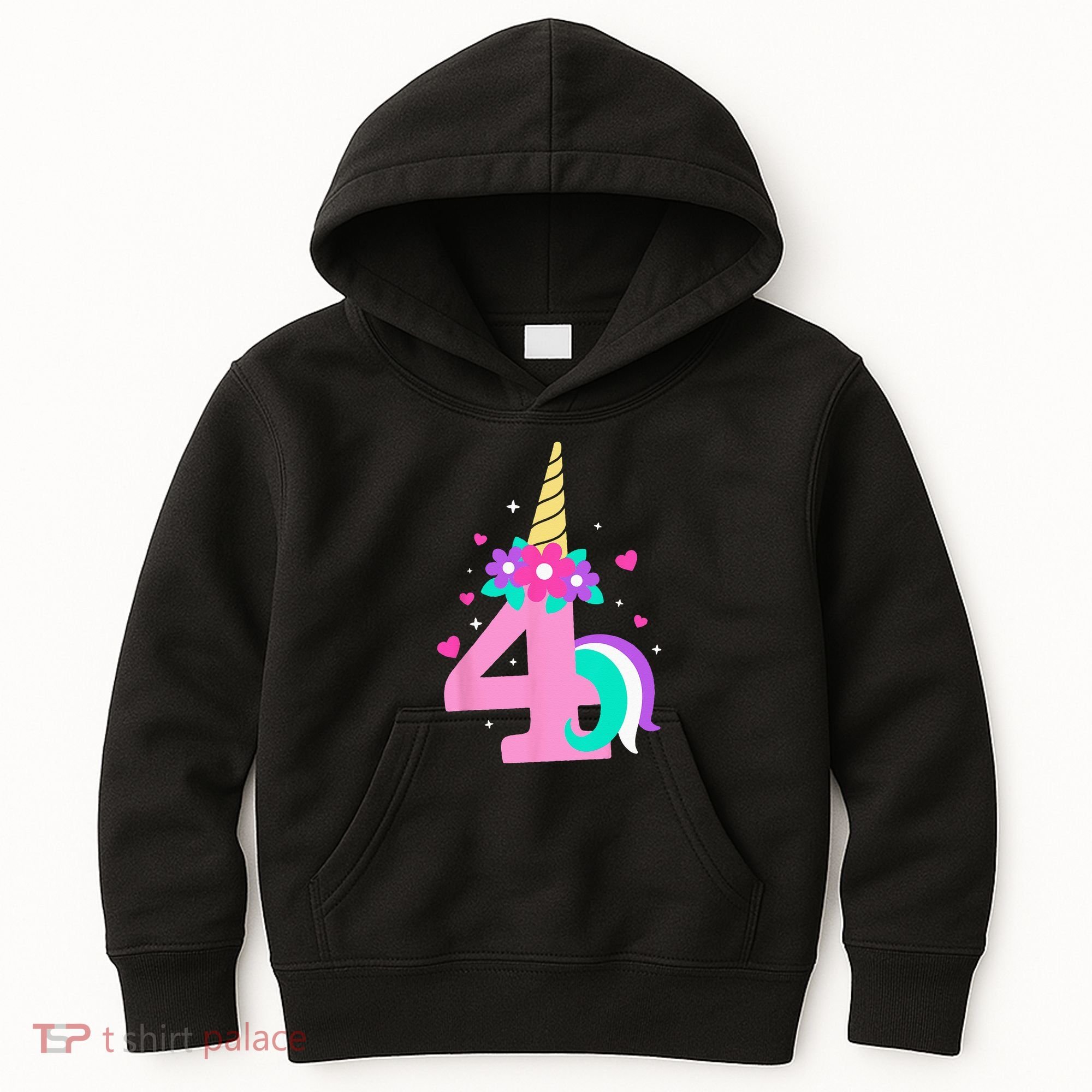 4th Birthday Cute Unicorn 4 Years Birthday Kids Hoodie