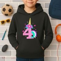 4th Birthday Cute Unicorn 4 Years Birthday Kids Hoodie thumb 2