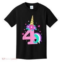4th Birthday Cute Unicorn 4 Years Birthday Kids T-Shirt thumb 0