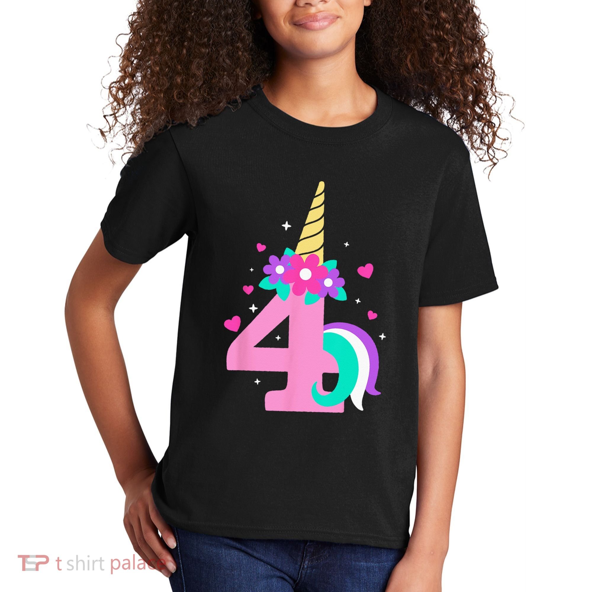 4th Birthday Cute Unicorn 4 Years Birthday Kids T-Shirt
