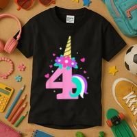 4th Birthday Cute Unicorn 4 Years Birthday Kids T-Shirt thumb 3
