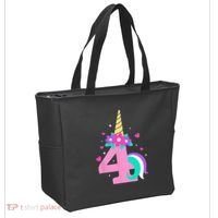 4th Birthday Cute Unicorn 4 Years Birthday Tote Bag thumb 2