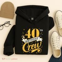 40th Birthday Crew 40th Bday Party Squad Friends Crown Funny Hoodie thumb 4