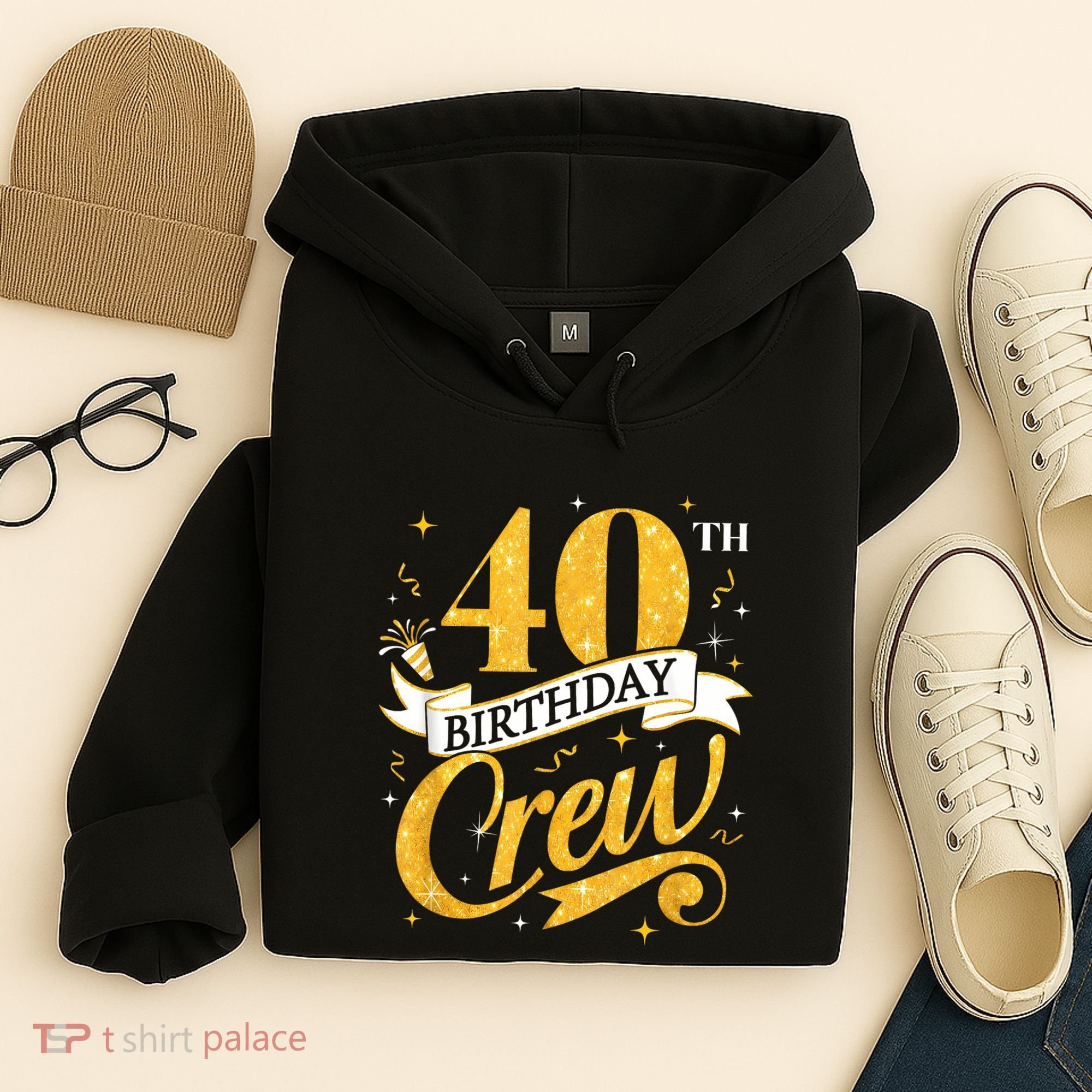40th Birthday Crew 40th Bday Party Squad Friends Crown Funny Hoodie