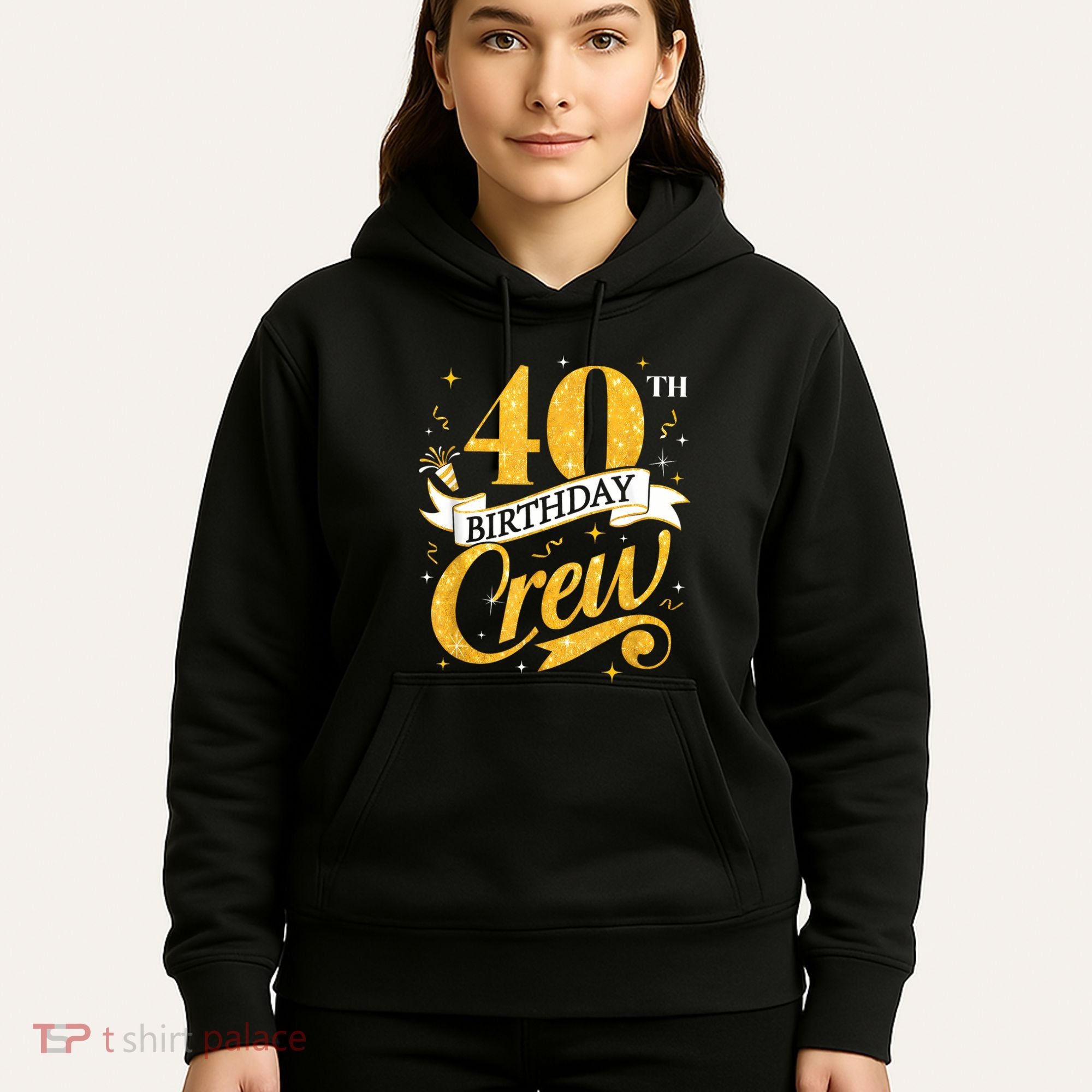 40th Birthday Crew 40th Bday Party Squad Friends Crown Funny Hoodie