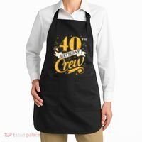 40th Birthday Crew 40th Bday Party Squad Friends Crown Funny Apron thumb 2