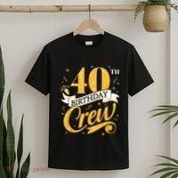 40th Birthday Crew 40th Bday Party Squad Friends Crown Funny T-Shirt thumb 2