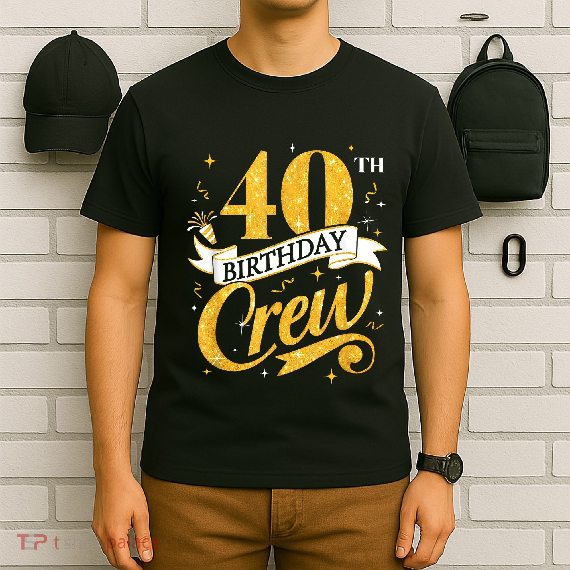 40th Birthday Crew 40th Bday Party Squad Friends Crown Funny T-Shirt