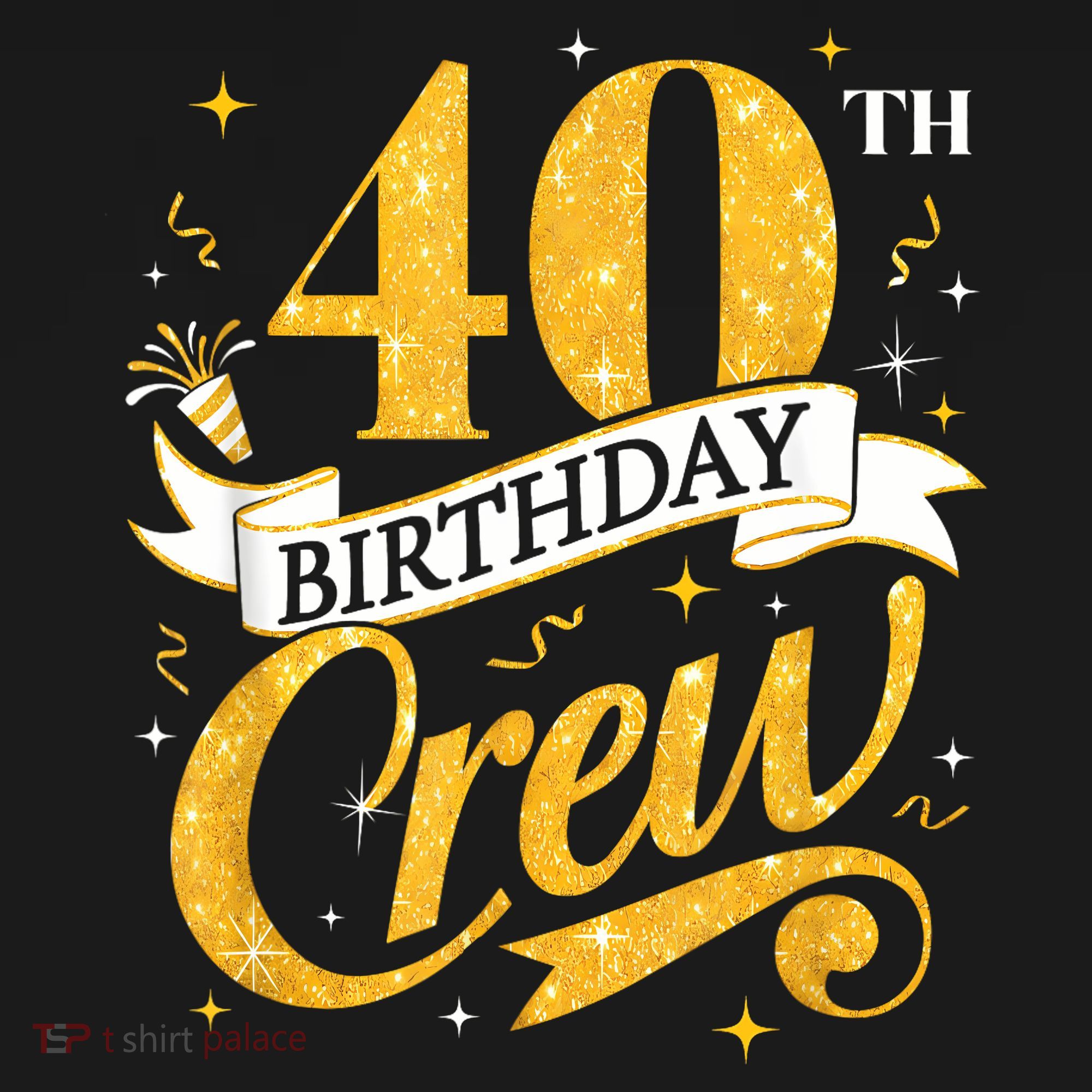 40th Birthday Crew 40th Bday Party Squad Friends Crown Funny T-Shirt