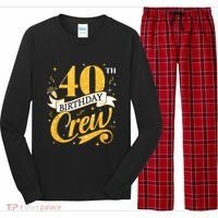 40th Birthday Crew 40th Bday Party Squad Friends Crown Funny Long Sleeve Pajama Set thumb 0