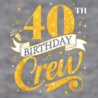 40th Birthday Crew 40th Bday Party Squad Friends Crown Funny Women's Racerback Cropped Tank thumb 2