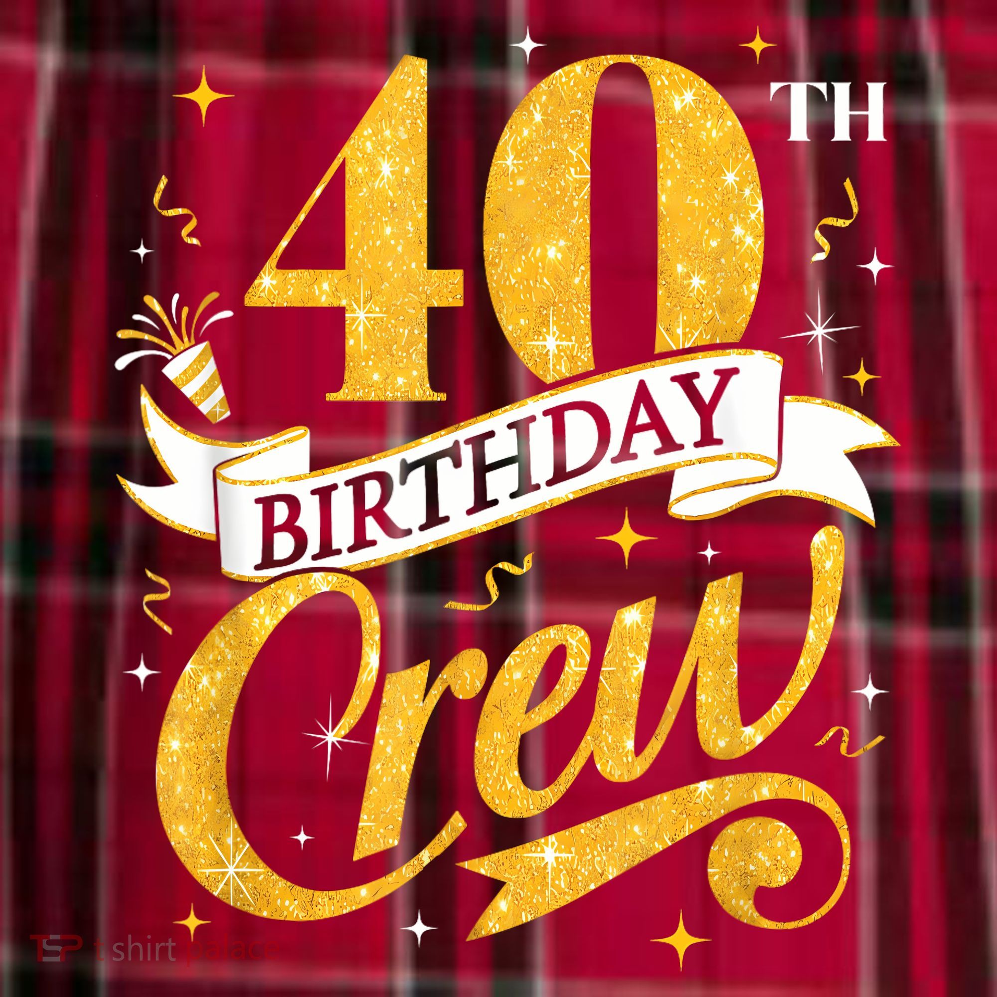 40th Birthday Crew 40th Bday Party Squad Friends Crown Funny Women's Flannel Plaid Pajama Pants