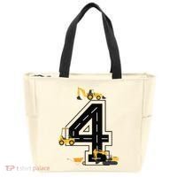 4th Birthday Crane Excavator Truck 4 Year Old Diggers Tote Bag thumb 0
