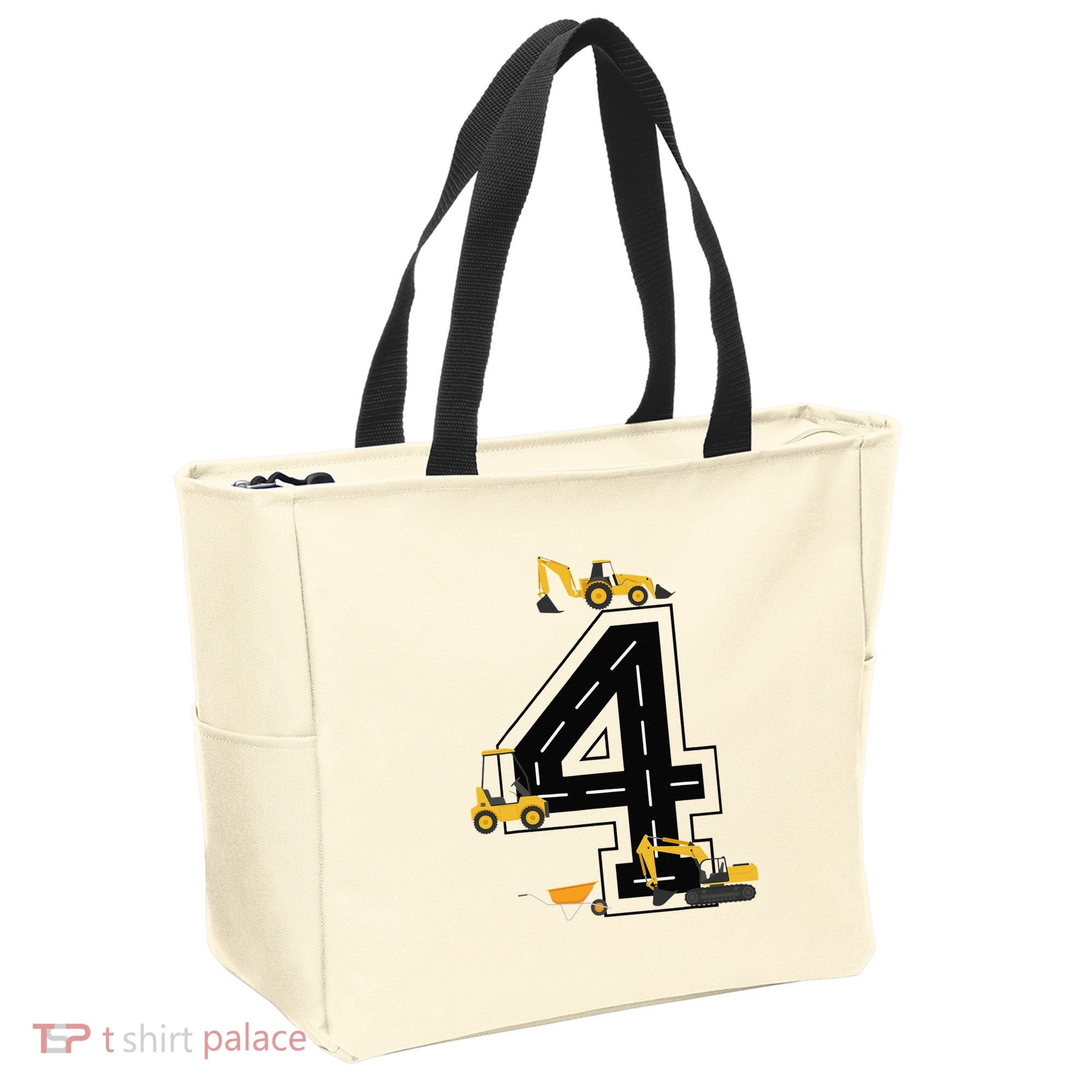 4th Birthday Crane Excavator Truck 4 Year Old Diggers Tote Bag