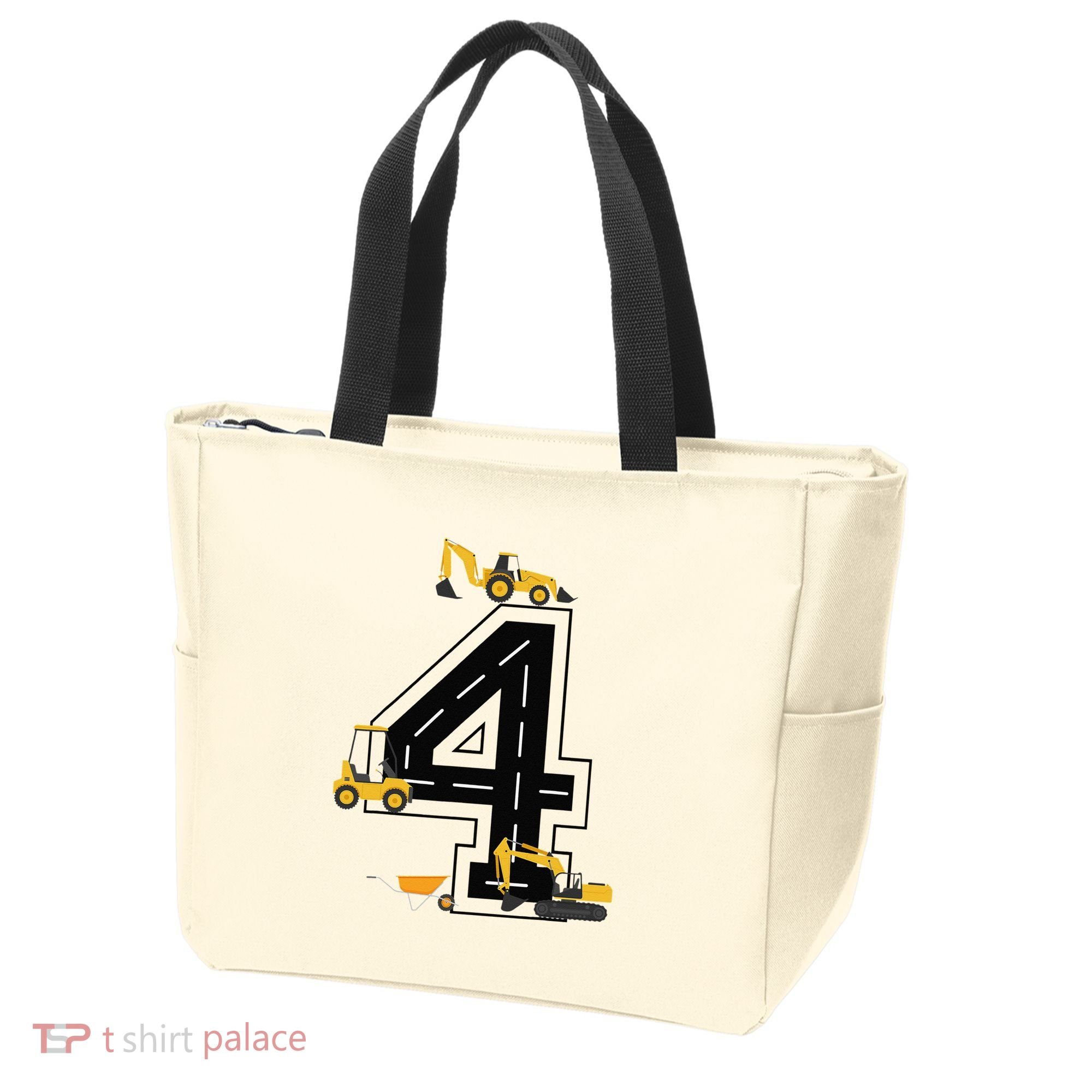 4th Birthday Crane Excavator Truck 4 Year Old Diggers Tote Bag