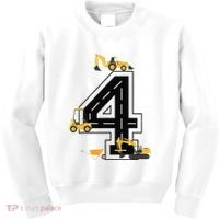 4th Birthday Crane Excavator Truck 4 Year Old Diggers Kids Sweatshirt thumb 0