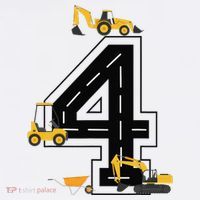 4th Birthday Crane Excavator Truck 4 Year Old Diggers Kids Sweatshirt thumb 2