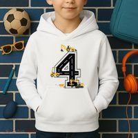 4th Birthday Crane Excavator Truck 4 Year Old Diggers Kids Hoodie thumb 2