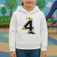 4th Birthday Crane Excavator Truck 4 Year Old Diggers Kids Hoodie thumb 3