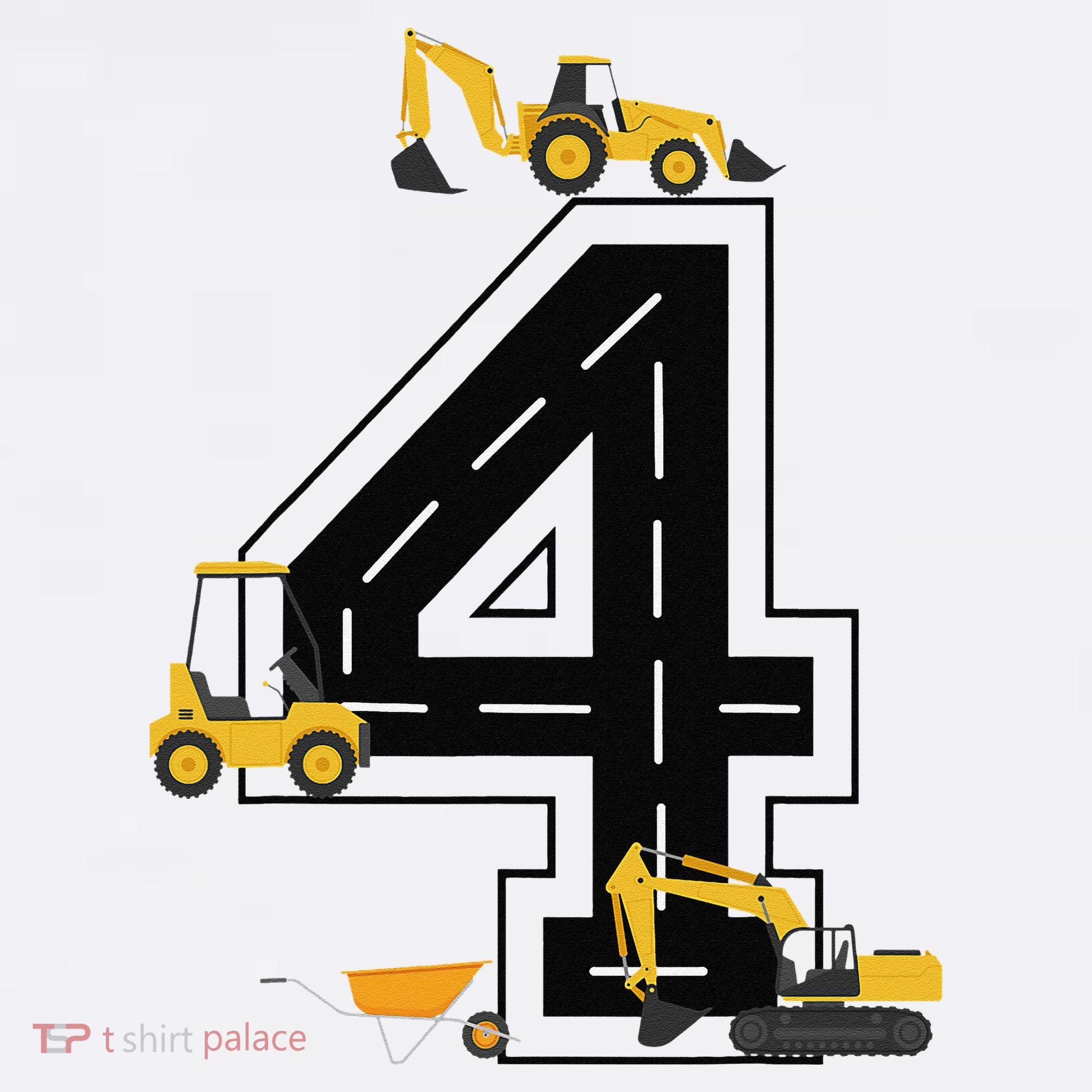 4th Birthday Crane Excavator Truck 4 Year Old Diggers Kids Hoodie