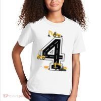 4th Birthday Crane Excavator Truck 4 Year Old Diggers Kids T-Shirt thumb 2