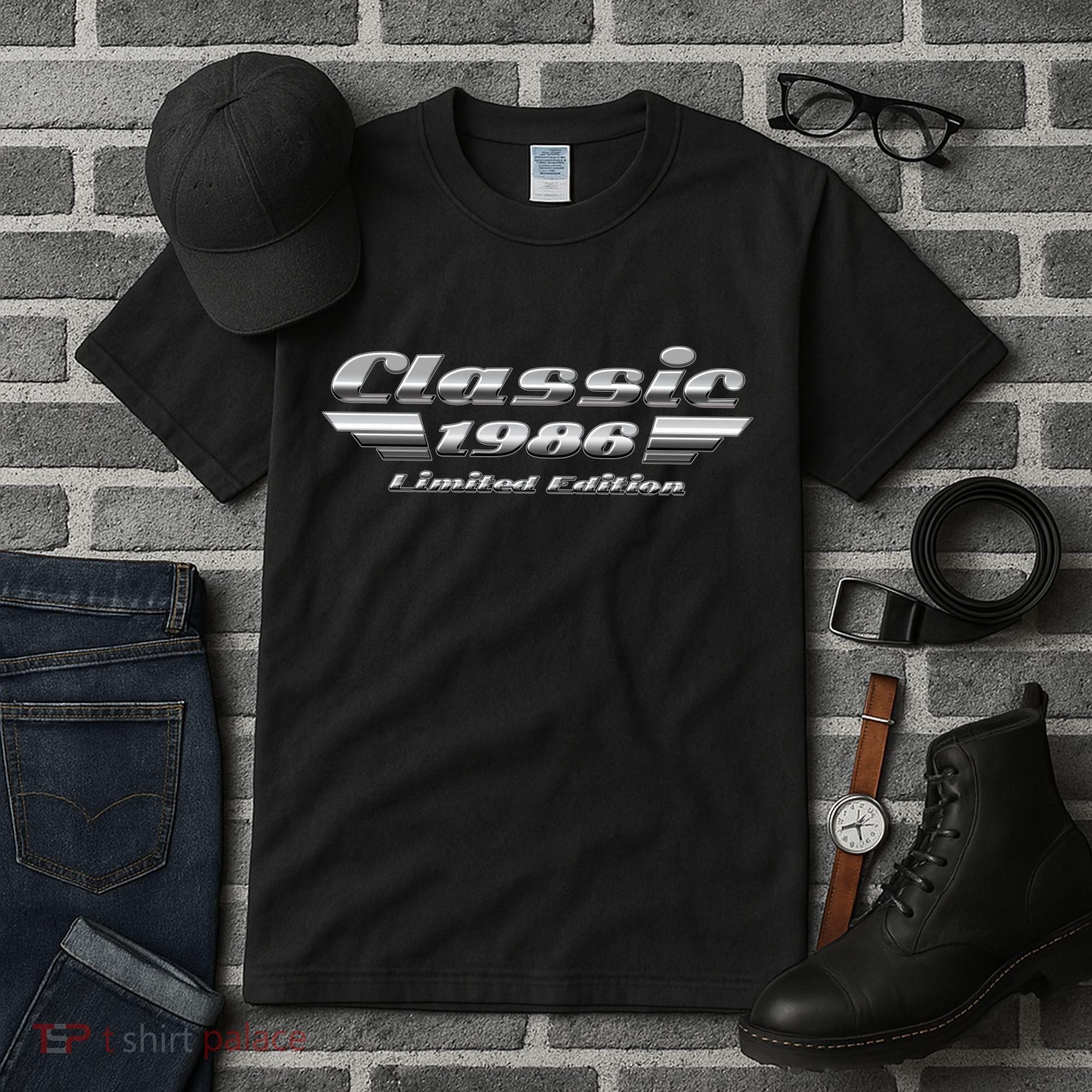 40th Birthday Classic 1986 Limited Edition Metallic Chrome Birthday Tall T-Shirt