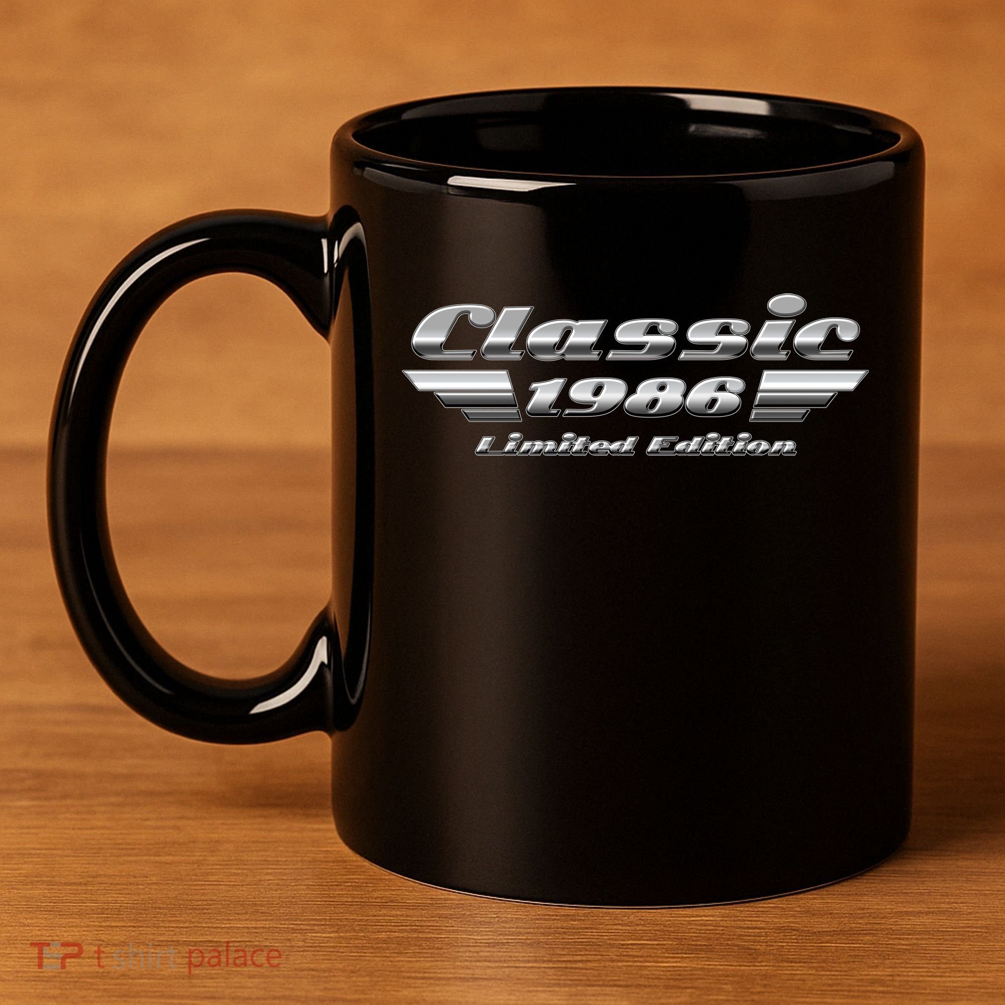 40th Birthday Classic 1986 Limited Edition Metallic Chrome Birthday 11oz C Handle Ceramic Mug