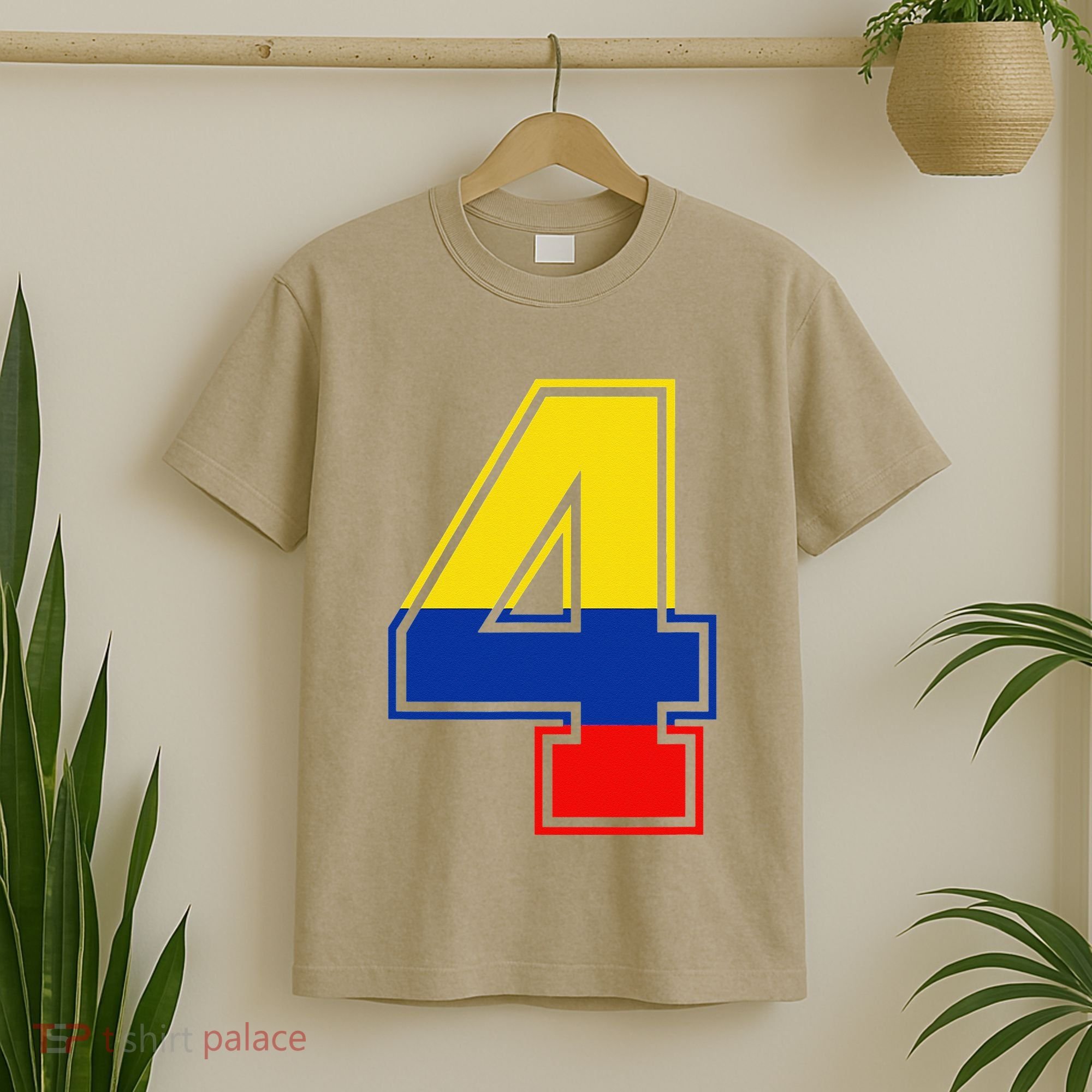 4th Birthday Colombian 4 Years Old Number 4 Colombia Flag T-Shirt
