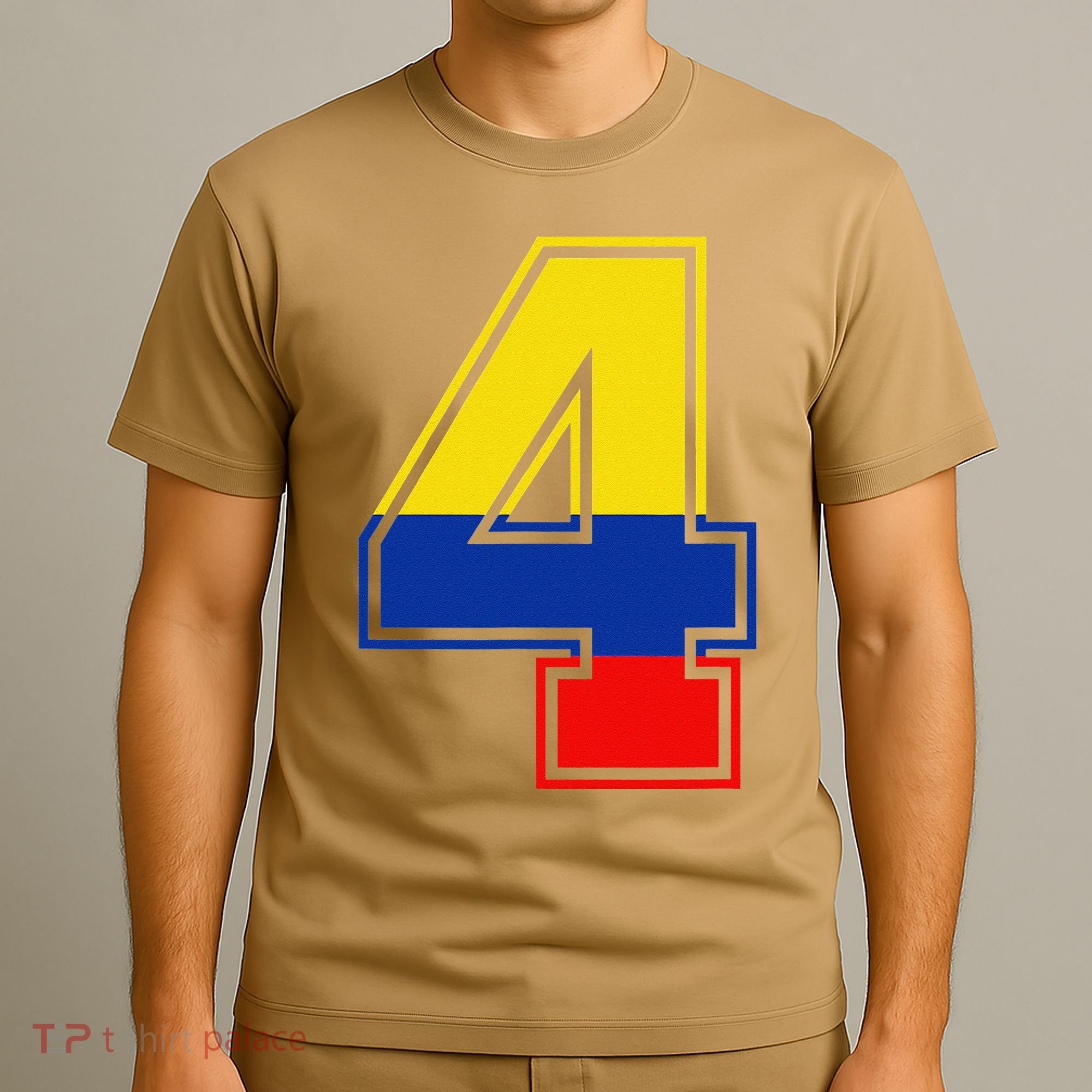 4th Birthday Colombian 4 Years Old Number 4 Colombia Flag T-Shirt