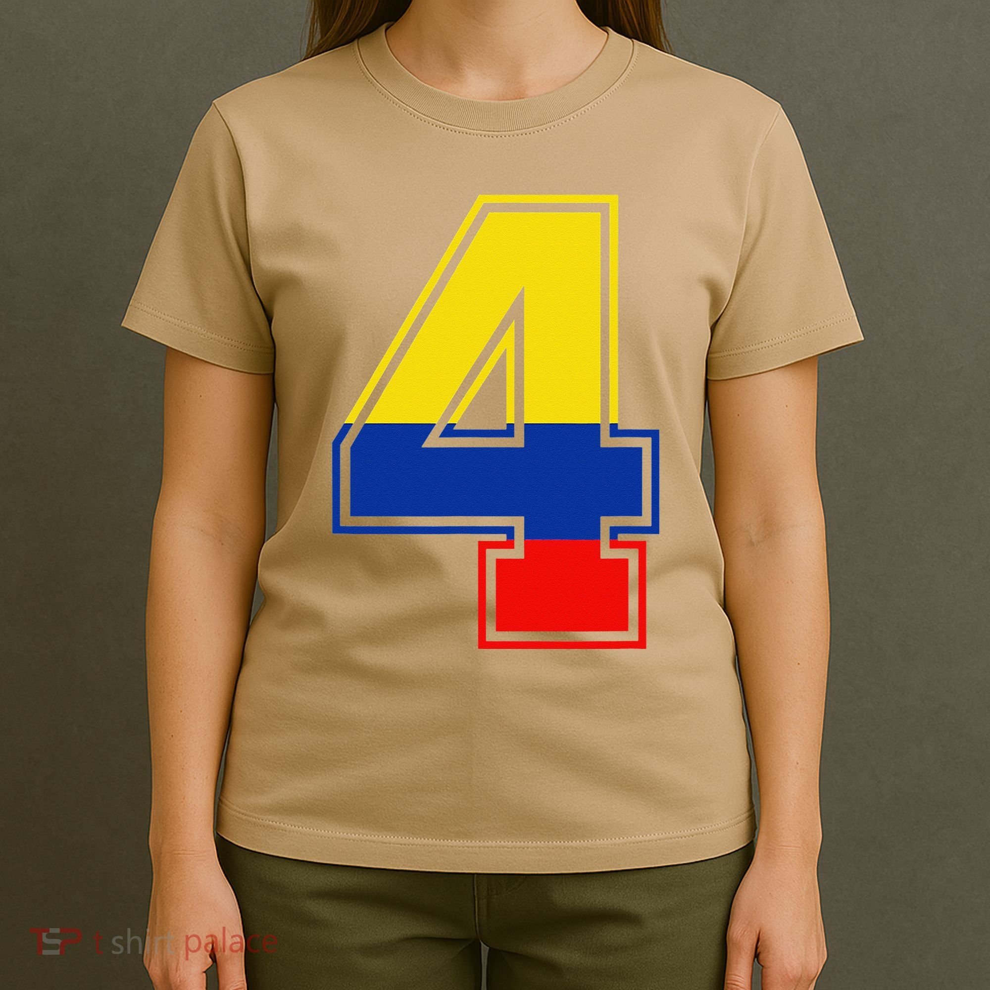 4th Birthday Colombian 4 Years Old Number 4 Colombia Flag T-Shirt