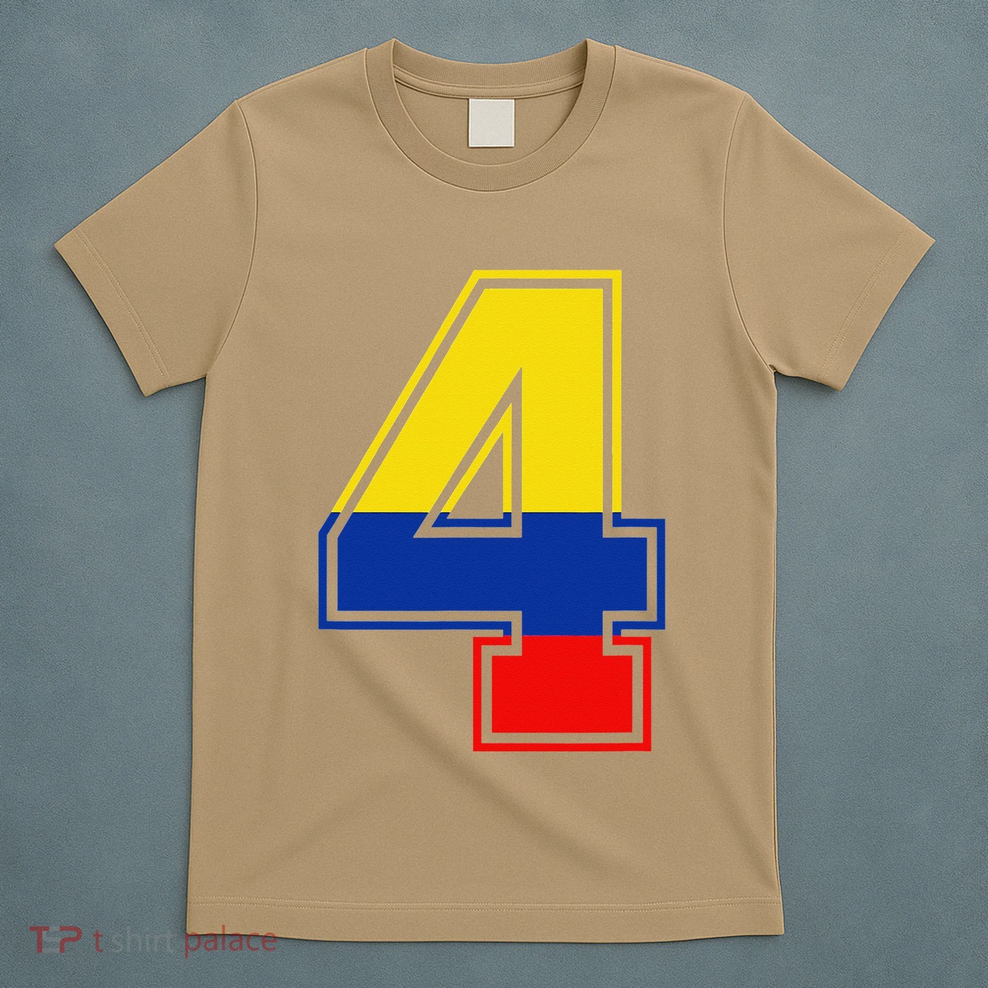 4th Birthday Colombian 4 Years Old Number 4 Colombia Flag T-Shirt