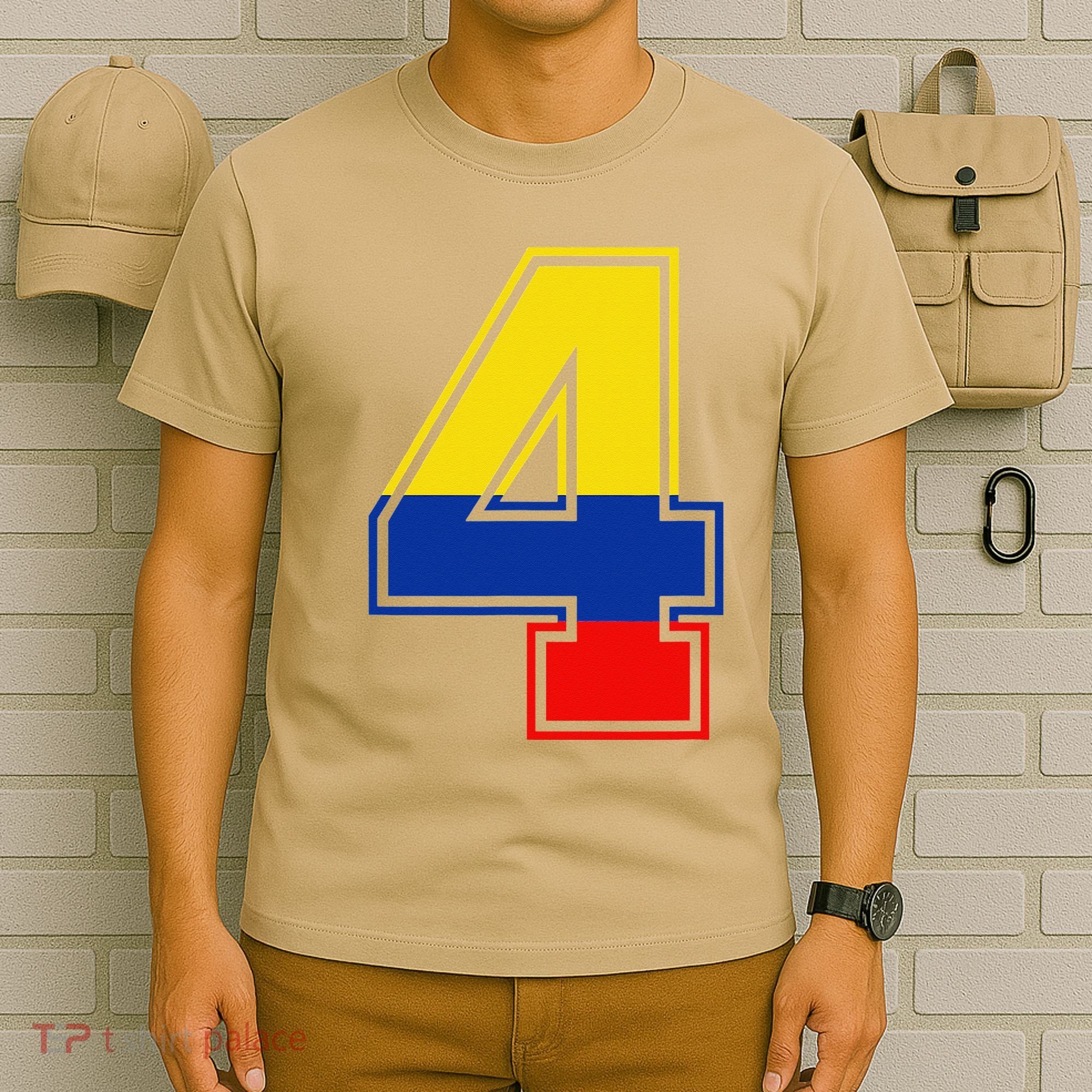 4th Birthday Colombian 4 Years Old Number 4 Colombia Flag T-Shirt