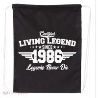 40th Birthday Certified Living Legend Since 1986 Legends Never Die Drawstring Bag thumb 0