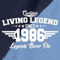 40th Birthday Certified Living Legend Since 1986 Legends Never Die Raglan Baseball Sleeve Shirt thumb 2