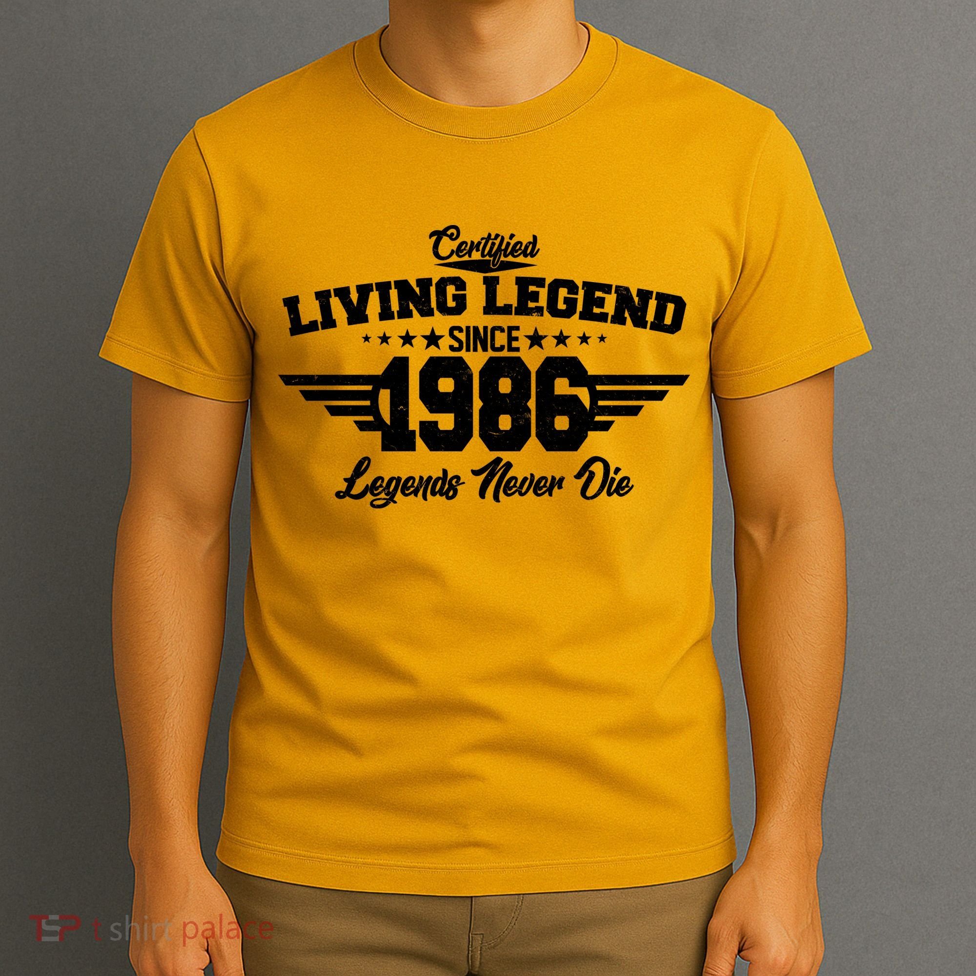40th Birthday Certified Living Legend Since 1986 Legends Never Die T-Shirt