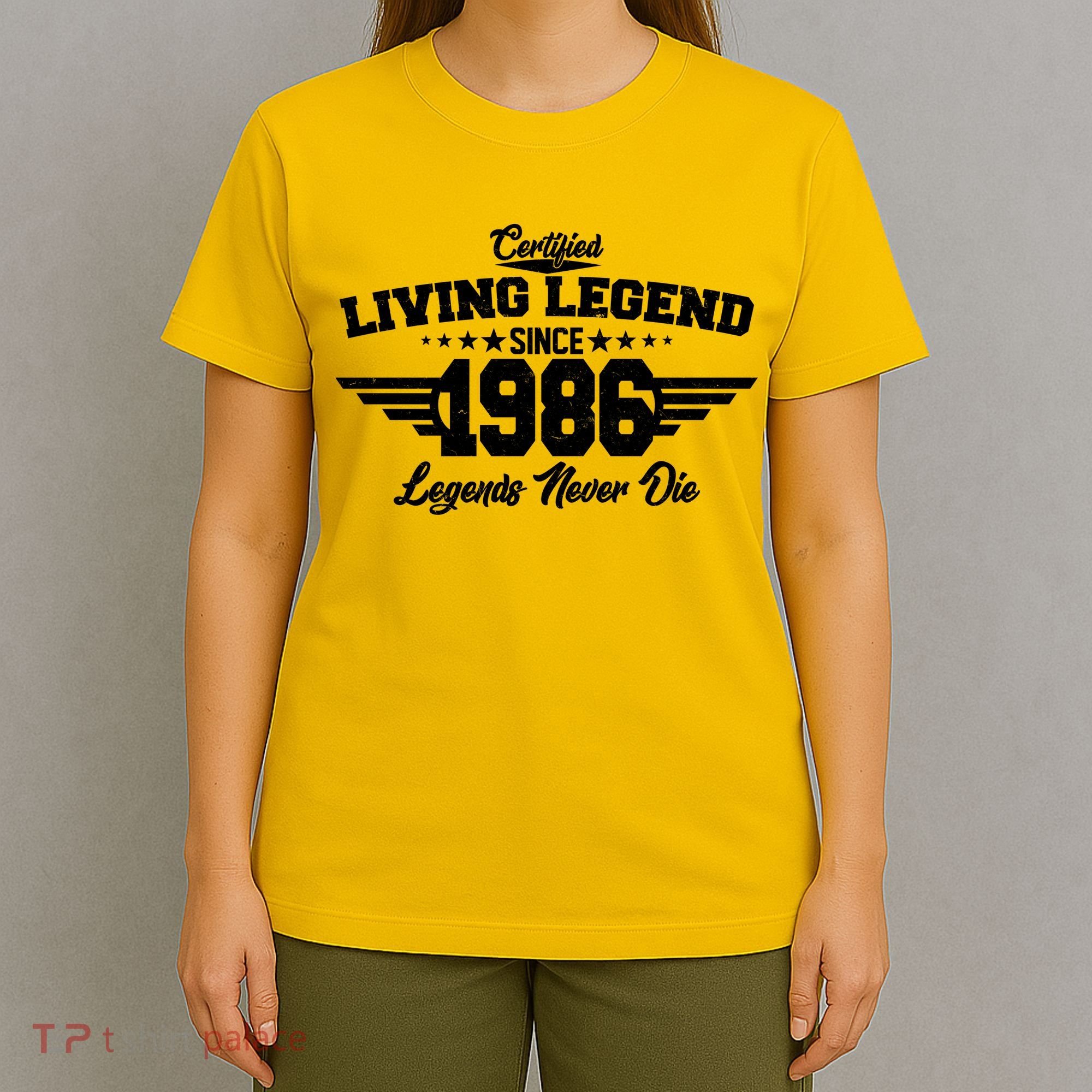 40th Birthday Certified Living Legend Since 1986 Legends Never Die T-Shirt