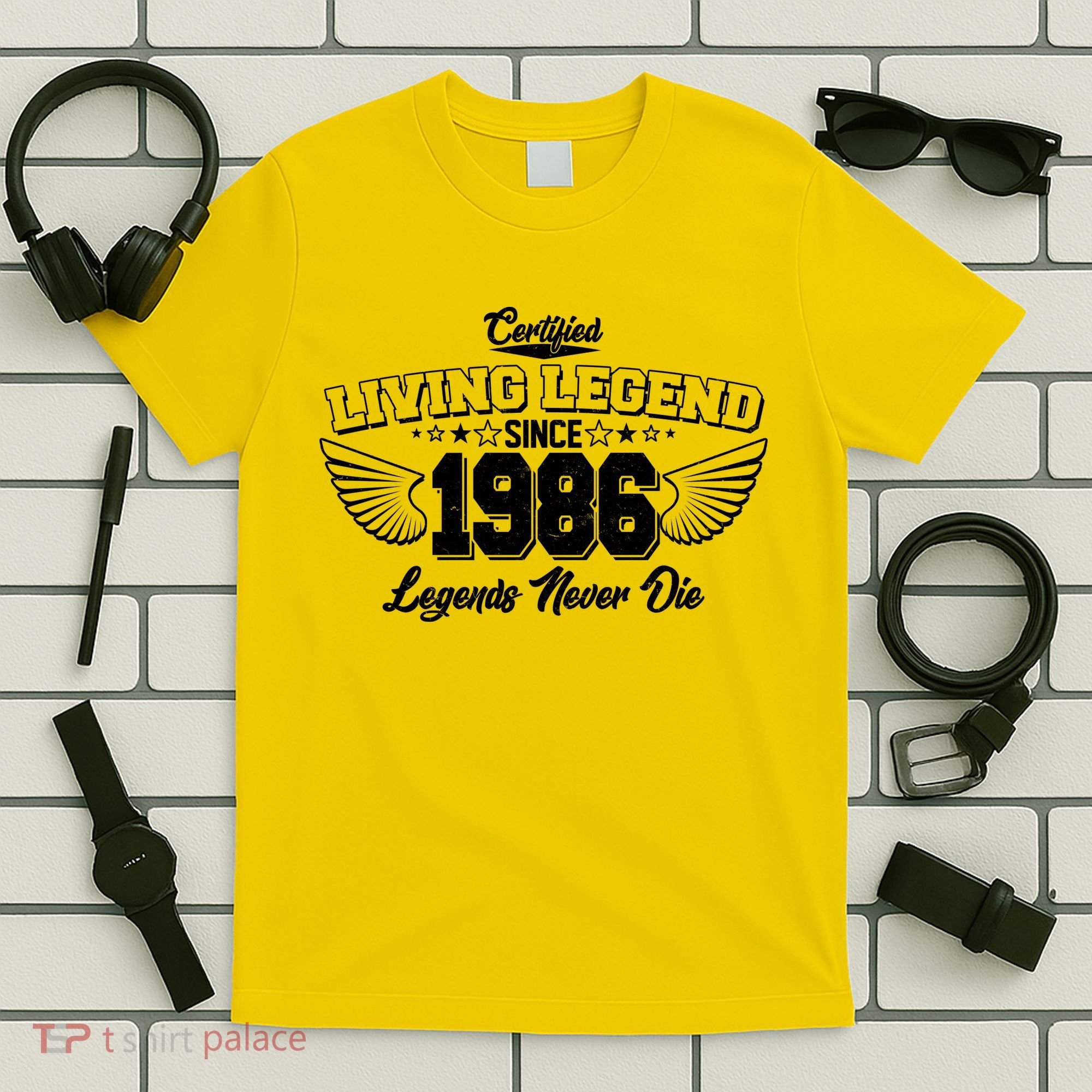 40th Birthday Certified Living Legend Since 1986 Legends Never Die Vintage Wings T-Shirt
