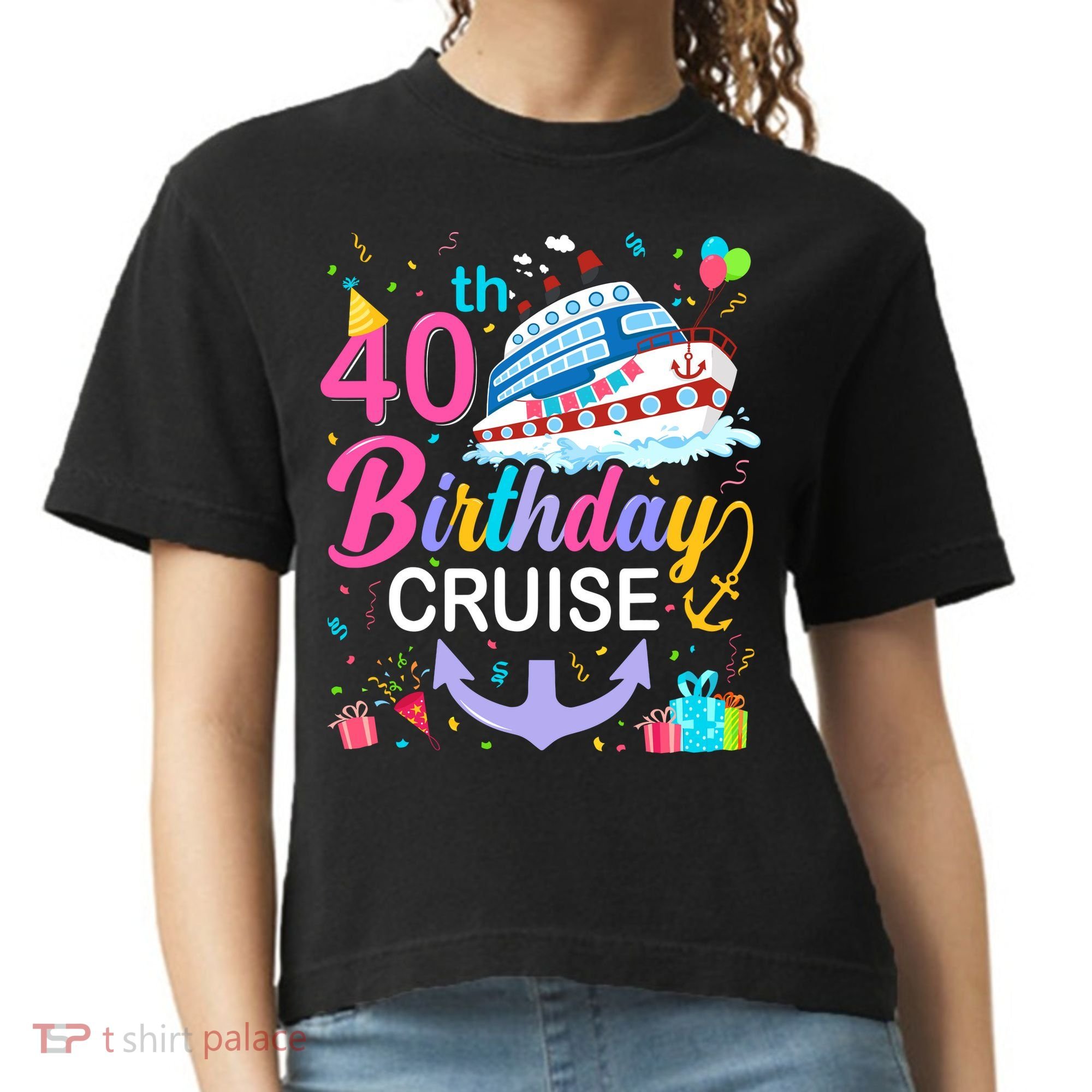 40th Birthday Cruise 40 Years Old Cruising Crew Bday Party Comfort Colors Boxy T-Shirt