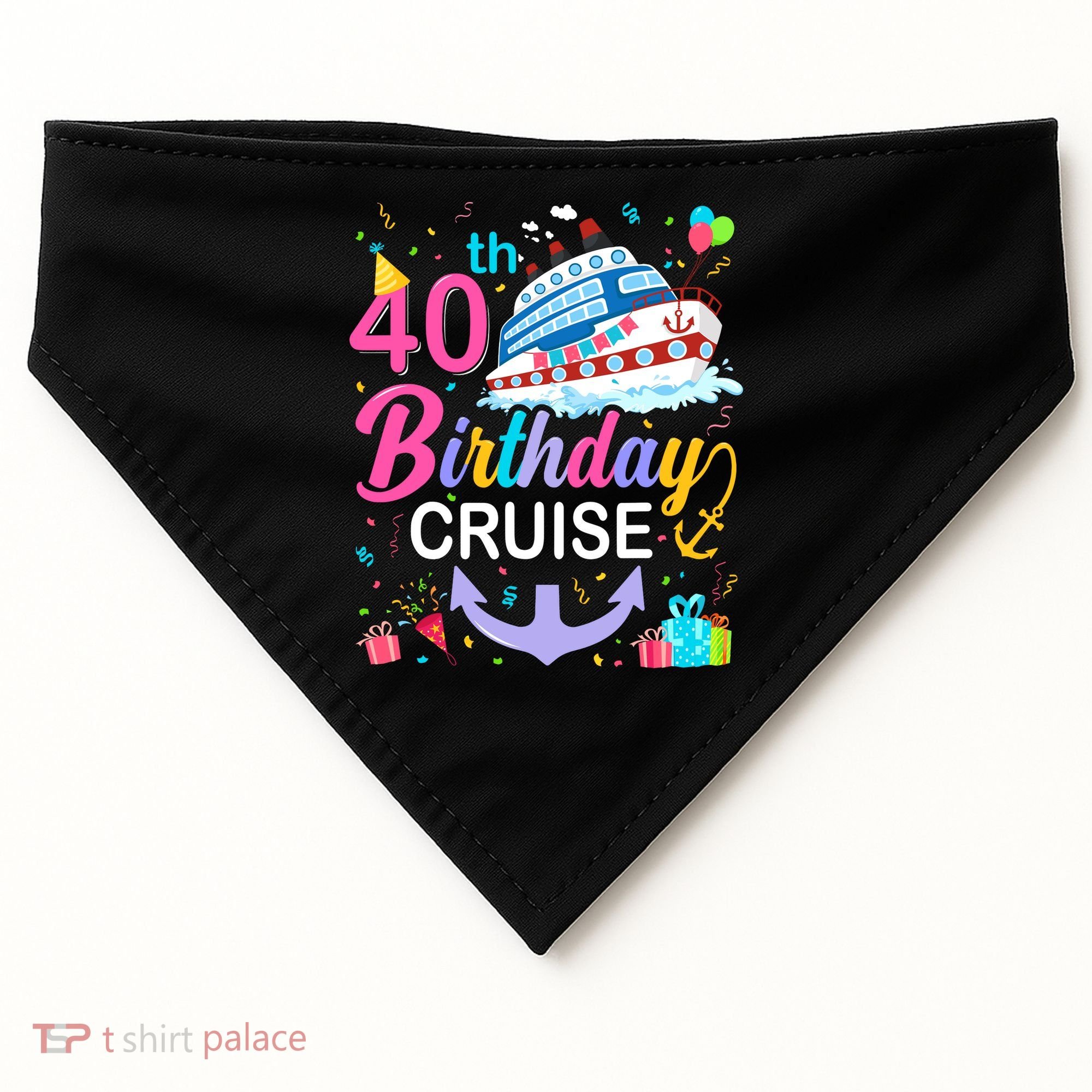 40th Birthday Cruise 40 Years Old Cruising Crew Bday Party USA-Made Doggie Bandana