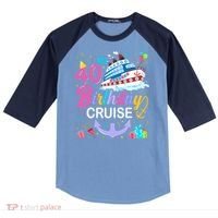 40th Birthday Cruise 40 Years Old Cruising Crew Bday Party Raglan Baseball Sleeve Shirt thumb 0