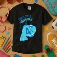 4th Birthday Fishing Fish 4 Year Old Kids T-Shirt thumb 3