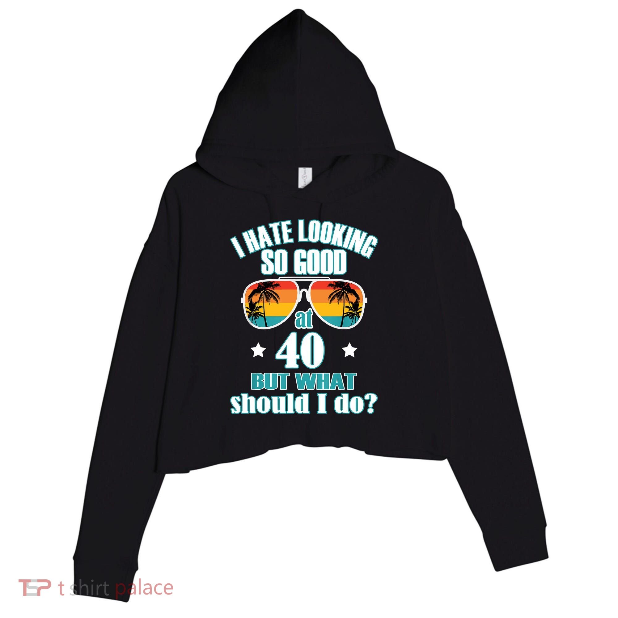 40th Birthday For Men Women 40th Anniversary Crop Fleece Hoodie